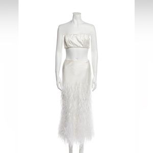 Cult Gaia Laurence Feather Skirt and Strapless Top set